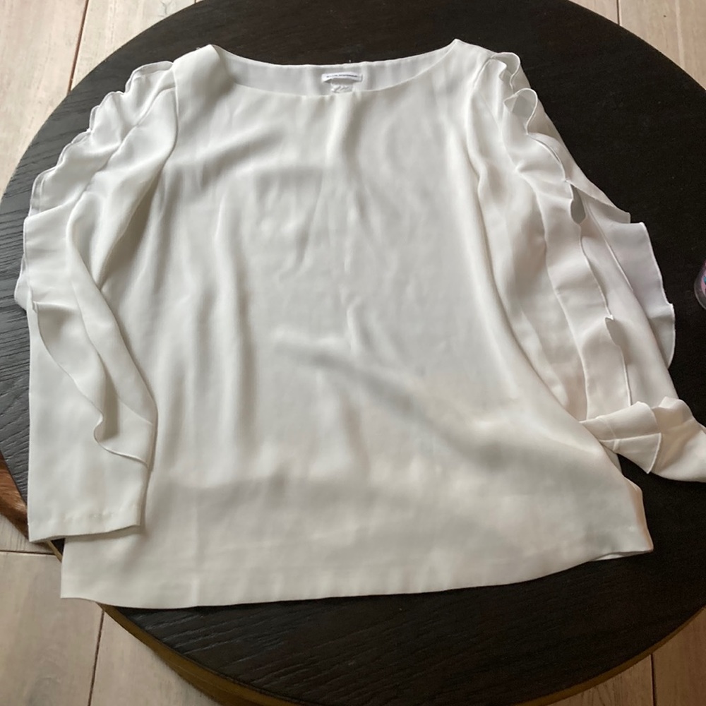 White large club Monaco ruffle sleeve blouse